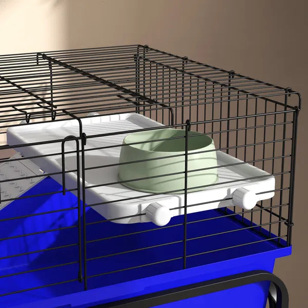 Two-Story Small Animal Cage Removable from Stand, Pet Habitat with Shelf and Wheels, 33" x 18.5" x 35", Blue - product image 9