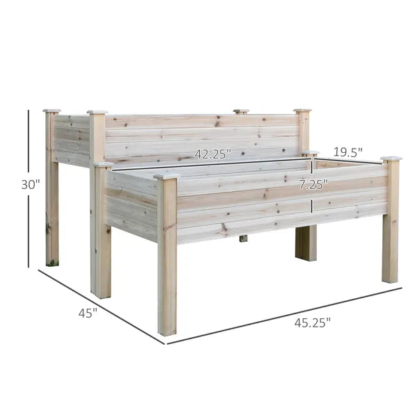 Outsunny Two-Tier Wooden Elevated Garden Bed with Legs, Large Capacity 45x45 Outdoor Planter for Vegetables, Flowers, and Herbs, for Gardeners - product image 3