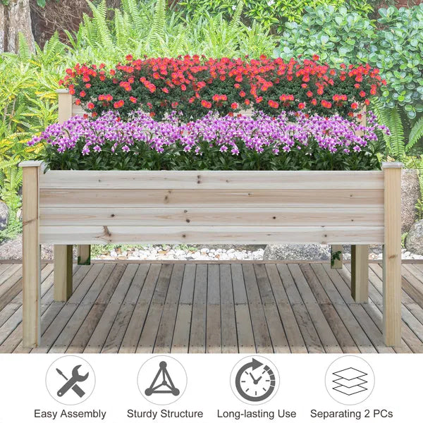 Outsunny Two-Tier Wooden Elevated Garden Bed with Legs, Large Capacity 45x45 Outdoor Planter for Vegetables, Flowers, and Herbs, for Gardeners - product image 5