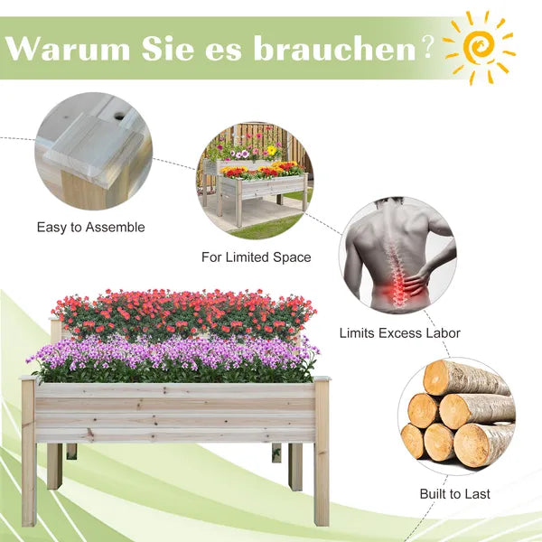 Outsunny Two-Tier Wooden Elevated Garden Bed with Legs, Large Capacity 45x45 Outdoor Planter for Vegetables, Flowers, and Herbs, for Gardeners - product image 4