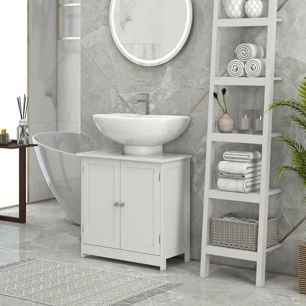 HOMCOM Under Sink Cabinet, Bathroom Vanity with 2 Doors and Shelf for Pedestal Sink, White - product image 10