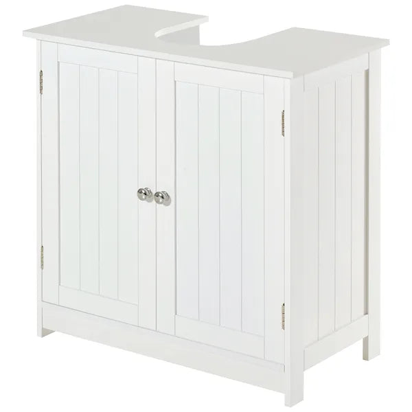 HOMCOM Under Sink Cabinet, Bathroom Vanity with 2 Doors and Shelf for Pedestal Sink, White - product image 11