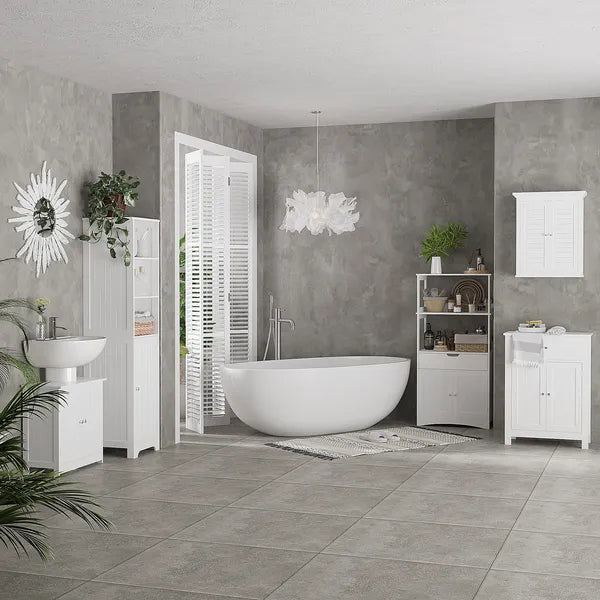 HOMCOM Under Sink Cabinet, Bathroom Vanity with 2 Doors and Shelf for Pedestal Sink, White - product image 7