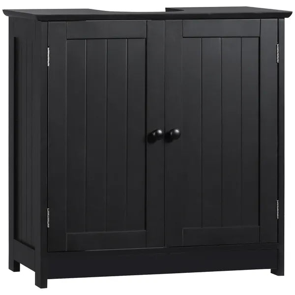 HOMCOM Under Sink Cabinet with 2 Doors and Shelf, Pedestal Sink Bathroom Vanity Furniture, Black - product image 1