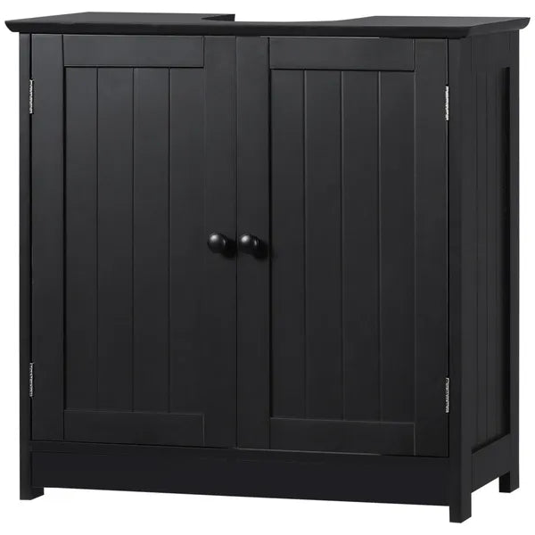 HOMCOM Under Sink Cabinet with 2 Doors and Shelf, Pedestal Sink Bathroom Vanity Furniture, Black - product image 11