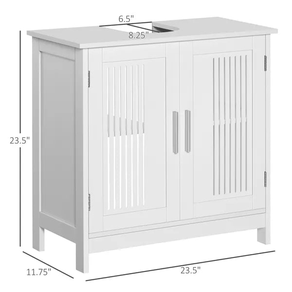 Kleankin Under Sink Storage Cabinet Bathroom 2 Doors Shelf White Pedestal Vanity Organizer - product image 3