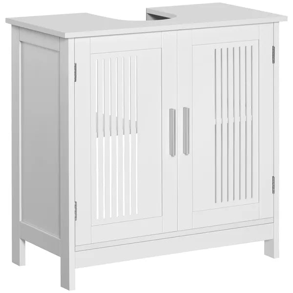 Kleankin Under Sink Storage Cabinet Bathroom 2 Doors Shelf White Pedestal Vanity Organizer - product image 1