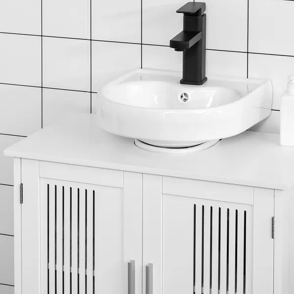 Kleankin Under Sink Storage Cabinet Bathroom 2 Doors Shelf White Pedestal Vanity Organizer - product image 13