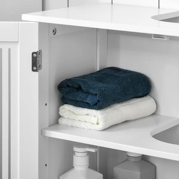 Kleankin Under Sink Storage Cabinet Bathroom 2 Doors Shelf White Pedestal Vanity Organizer - product image 10