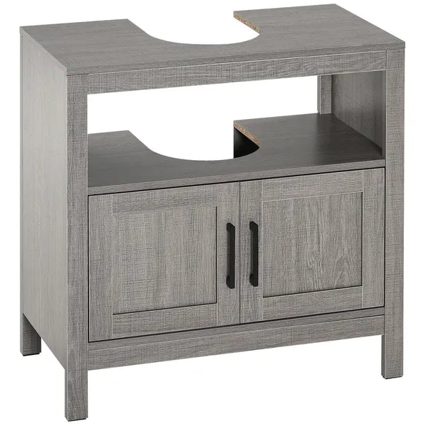 Under Sink Storage Cabinet Pedestal Bathroom Vanity 2 Doors Shelf Organizer Gray - product image 1