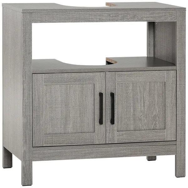 Under Sink Storage Cabinet Pedestal Bathroom Vanity 2 Doors Shelf Organizer Gray - product image 12