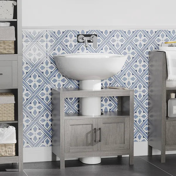 Under Sink Storage Cabinet Pedestal Bathroom Vanity 2 Doors Shelf Organizer Gray - product image 2