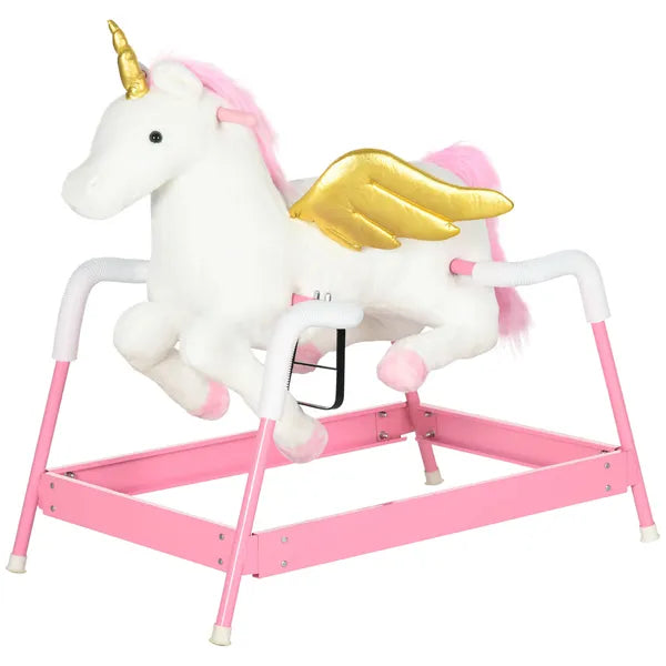 Unicorn Spring Ride-On Toy for Kids 5-12 Years Pink Horse with Sound Effects - product image 1