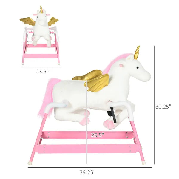 Unicorn Spring Ride-On Toy for Kids 5-12 Years Pink Horse with Sound Effects - product image 3