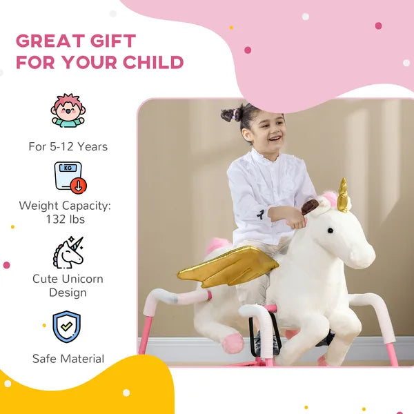 Unicorn Spring Ride-On Toy for Kids 5-12 Years Pink Horse with Sound Effects - product image 7