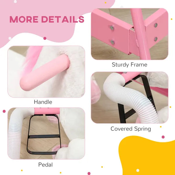 Unicorn Spring Ride-On Toy for Kids 5-12 Years Pink Horse with Sound Effects - product image 6