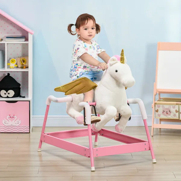 Unicorn Spring Ride-On Toy for Kids 5-12 Years Pink Horse with Sound Effects - product image 2