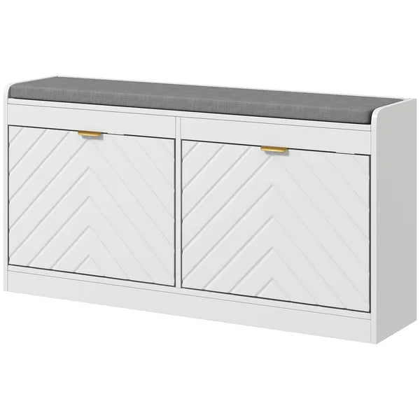 HOMCOM Upholstered Shoe Rack Bench Narrow with 2 Flip Drawers for 8 Pairs - product image 1