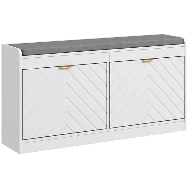 HOMCOM Upholstered Shoe Rack Bench Narrow with 2 Flip Drawers for 8 Pairs - product image 11