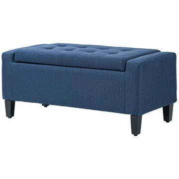 HOMCOM Upholstered Storage Ottoman Bench, Button Tufted Ottoman with Hidden Storage, Lift Top for Living Room, Dark Blue - product image 1