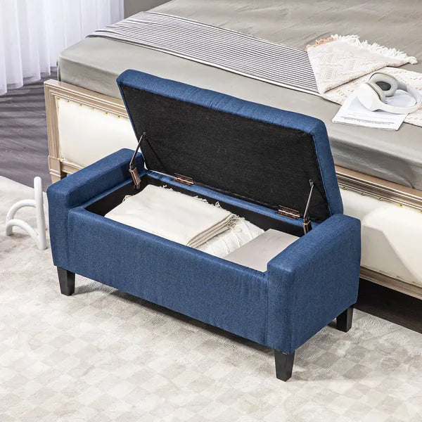 HOMCOM Upholstered Storage Ottoman Bench, Button Tufted Ottoman with Hidden Storage, Lift Top for Living Room, Dark Blue - product image 7