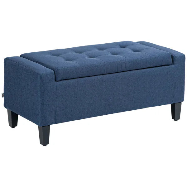 HOMCOM Upholstered Storage Ottoman Bench, Button Tufted Ottoman with Hidden Storage, Lift Top for Living Room, Dark Blue - product image 11