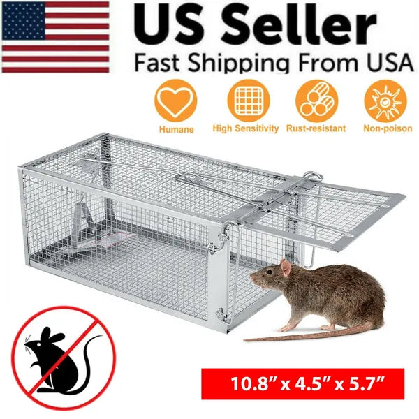 Humane Live Catch Mouse and Rat Trap Cage Reusable Galvanized Steel