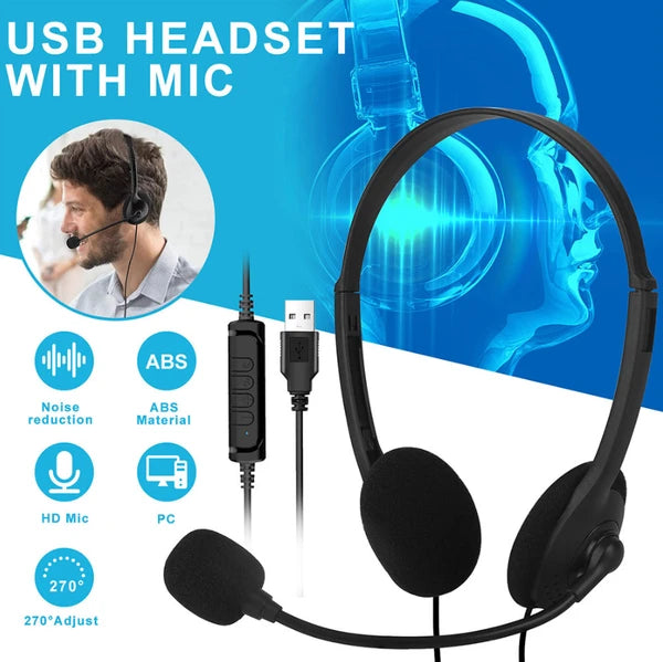 USB Computer Headset with Noise Reducing Microphone for Calls and Chat - product view 11