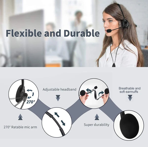 USB Computer Headset with Noise Reducing Microphone for Calls and Chat - product view 8