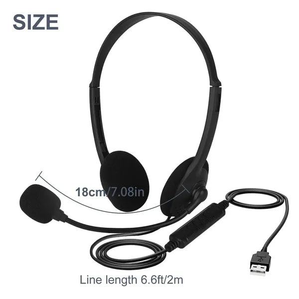 USB Computer Headset with Noise Reducing Microphone for Calls and Chat - product view 2