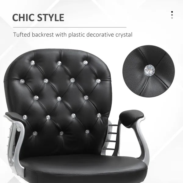 Vanity Tufted Backrest Adjustable Swivel Task Office Chair Rolling Wheels Black - product image 8
