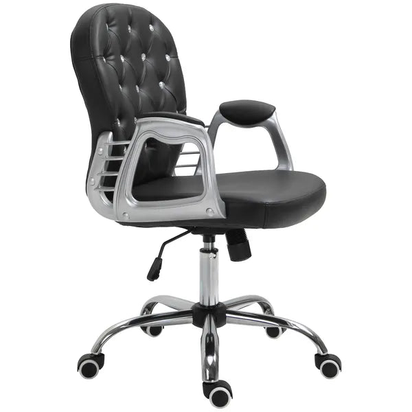 Vanity Tufted Backrest Adjustable Swivel Task Office Chair Rolling Wheels Black - product image 11
