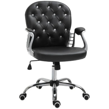 Vanity Tufted Backrest Adjustable Swivel Task Office Chair Rolling Wheels Black - product image 1
