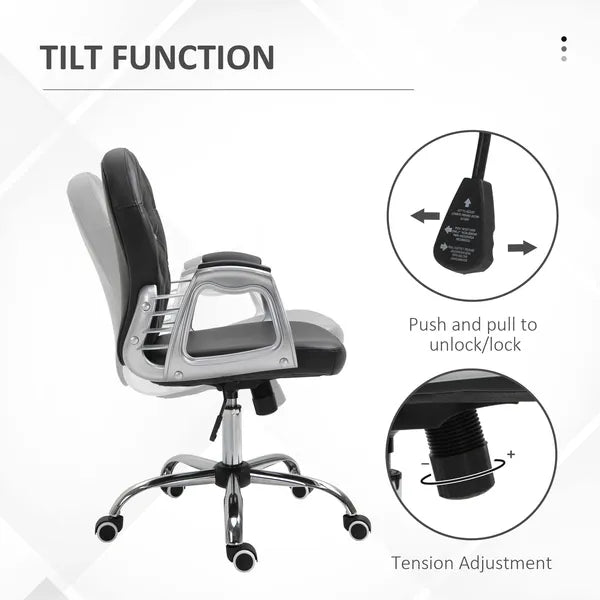 Vanity Tufted Backrest Adjustable Swivel Task Office Chair Rolling Wheels Black - product image 5