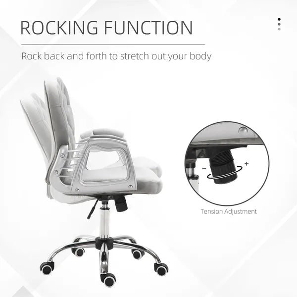 Vinsetto Velvet Office Chair, Button Tufted, Adjustable Swivel, Gray - product image 5