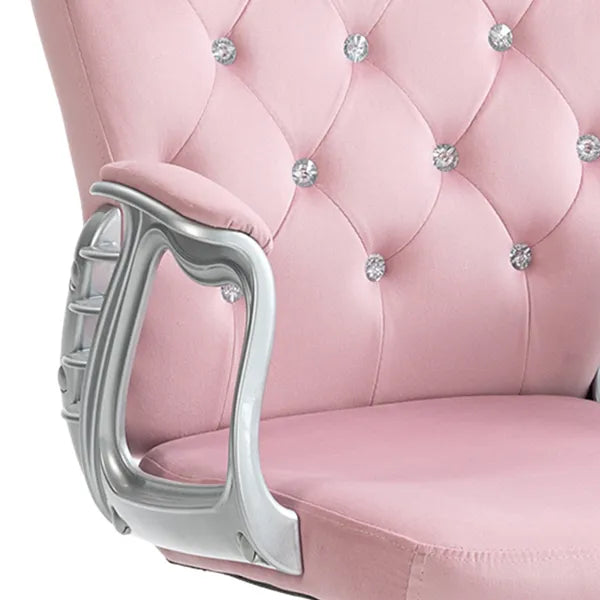 Velvet Office Chair Button Tufted Adjustable Swivel with Padded Armrests Pink - product image 9