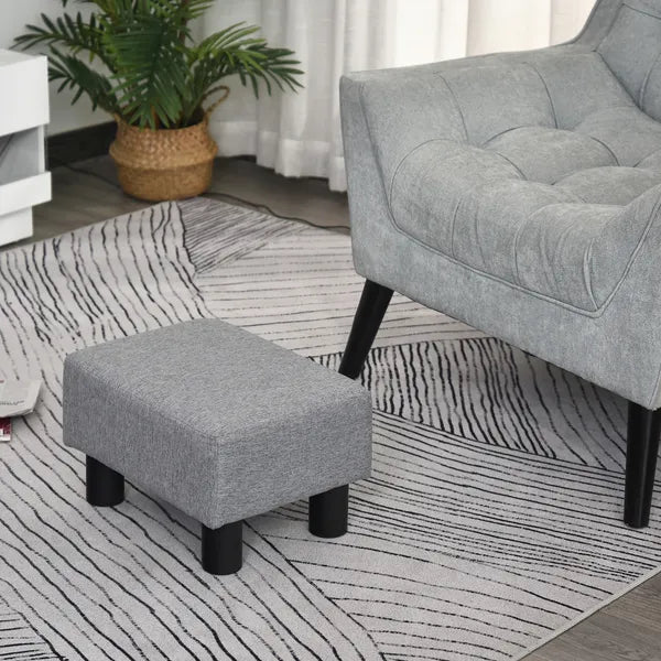HOMCOM Versatile Accent: 16" Gray Linen Fabric Ottoman Cube Footrest and Pouf - product image 7