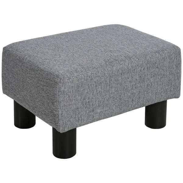 HOMCOM Versatile Accent: 16" Gray Linen Fabric Ottoman Cube Footrest and Pouf - product image 1