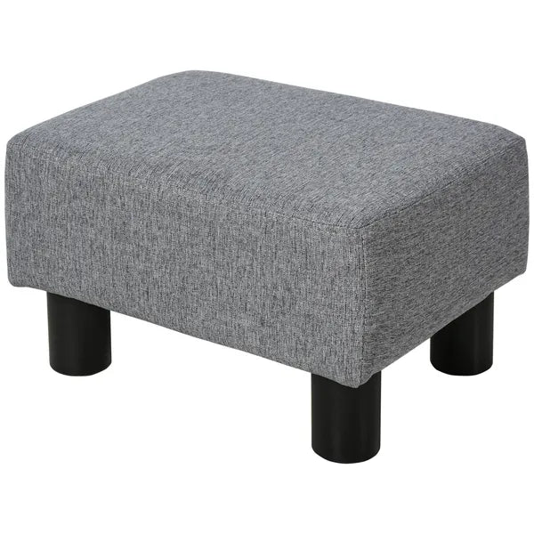 HOMCOM Versatile Accent: 16" Gray Linen Fabric Ottoman Cube Footrest and Pouf - product image 11
