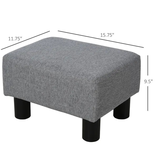 HOMCOM Versatile Accent: 16" Gray Linen Fabric Ottoman Cube Footrest and Pouf - product image 3