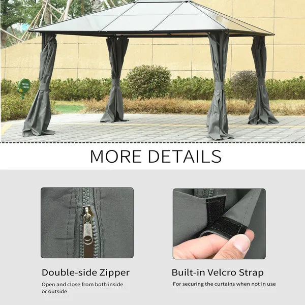 Versatile Gazebo Sidewall Set: 9.84 ft x 11.8 ft Grey 4 Panels with Hooks and Rings for Cabanas - product image 5