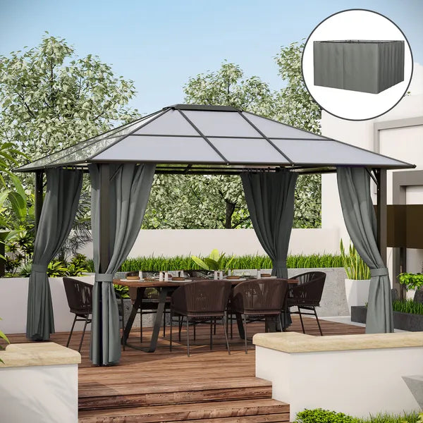 Versatile Gazebo Sidewall Set: 9.84 ft x 11.8 ft Grey 4 Panels with Hooks and Rings for Cabanas - product image 2
