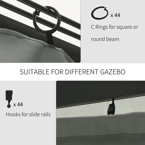 Versatile Gazebo Sidewall Set: 9.84 ft x 11.8 ft Grey 4 Panels with Hooks and Rings for Cabanas - product image 4