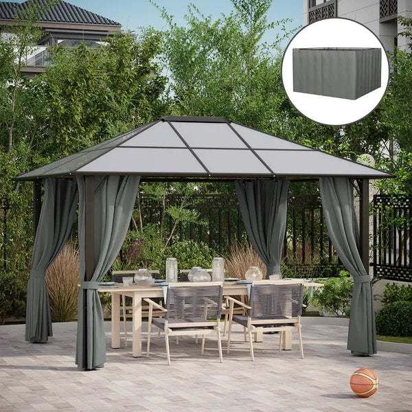 Versatile Gazebo Sidewall Set: 9.84 ft x 11.8 ft Grey 4 Panels with Hooks and Rings for Cabanas - product image 10