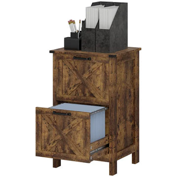 HOMCOM Vertical File Cabinet with 2 Drawers, Rustic Farmhouse Office Storage Cabinet for A4, Letter Size, Rustic Brown - product image 1