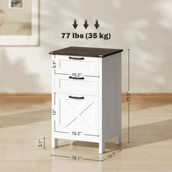 HOMCOM Vertical File Cabinet with 3 Drawers, Rustic Farmhouse Office Storage Cabinet for A4, Letter Size, Distressed White - product image 3