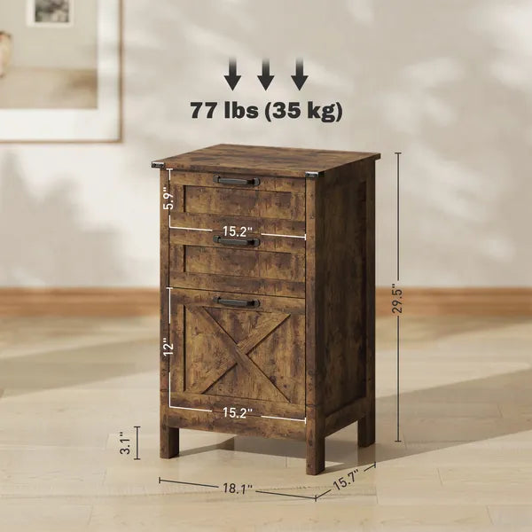 HOMCOM Vertical File Cabinet with 3 Drawers, Rustic Farmhouse Office Storage Cabinet for A4, Letter Size, Rustic Brown - product image 3