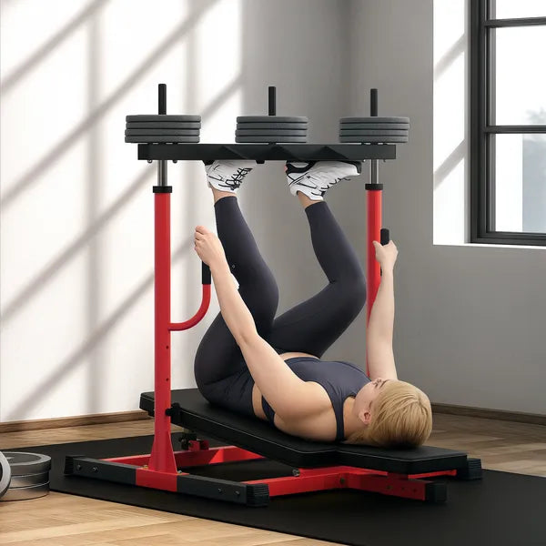 Soozier Vertical Leg Press Machine with Adjustable Leg, Back and Head Positions, Olympic Plate Compatible, Red - product image 2
