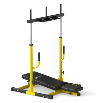 Vertical Leg Press Machine with Adjustable Leg, Back and Head Positions, Olympic Plate Compatible, Yellow - product image 1