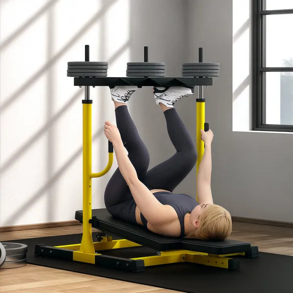 Vertical Leg Press Machine with Adjustable Leg, Back and Head Positions, Olympic Plate Compatible, Yellow - product image 2